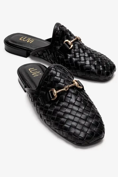 Senia Leather Woven Mule by Forever & Always Shoes