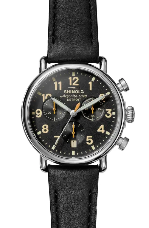 Runwell Chronograph Leather Strap Watch, 37mm by Shinola