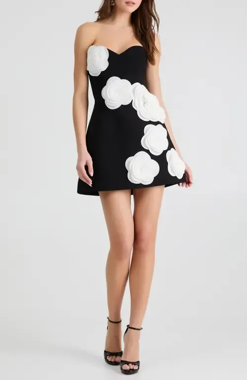 Gia Floral Appliqué Strapless Minidress