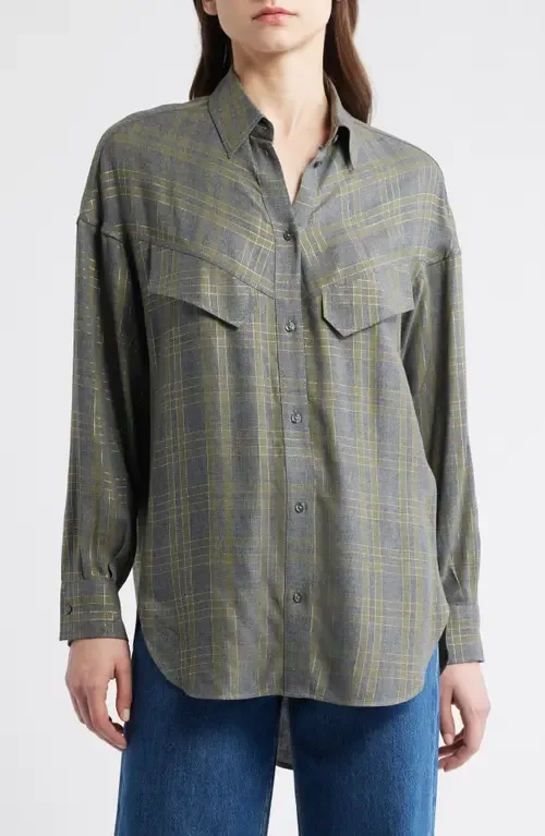 Bostaffa Metallic Plaid Woven Shirt by BOSS Orange