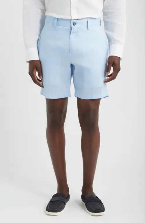 Flat Front Linen Shorts by Berle