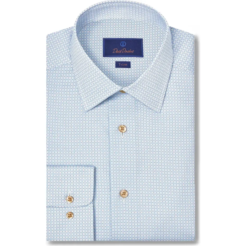 Trim Fit Geometric Cotton Dress Shirt by David Donahue