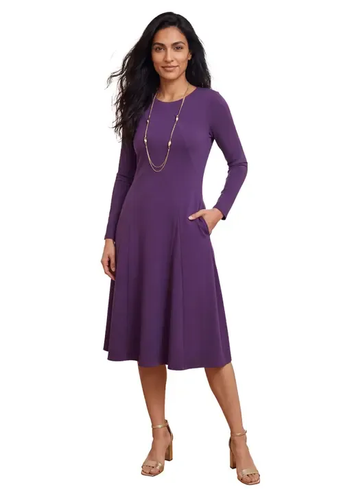 Long Sleeve Stretch Ponte Dress by Jessica London