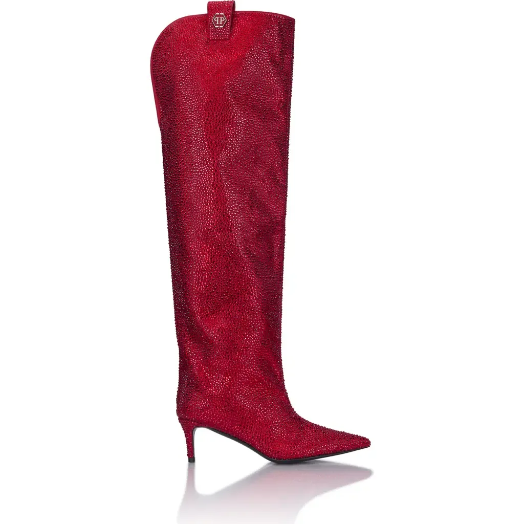 Low-Heel Overknee Boots Mixed Strass 6 by PHILIPP PLEIN