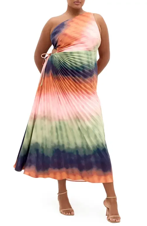 Aliza Print Cutout One-Shoulder Maxi Dress