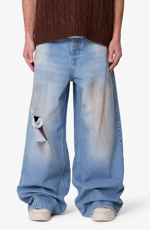 Baggy Distressed Rave Denim Jeans by mnml