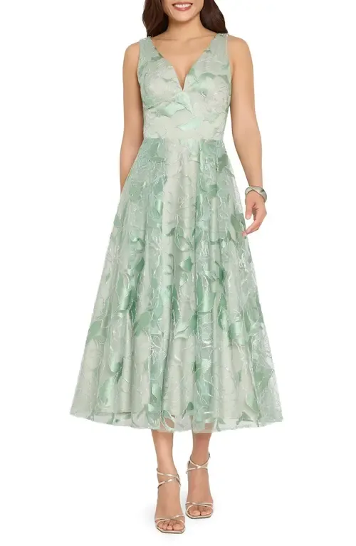 Metallic Soutache Sleeveless Midi Dress