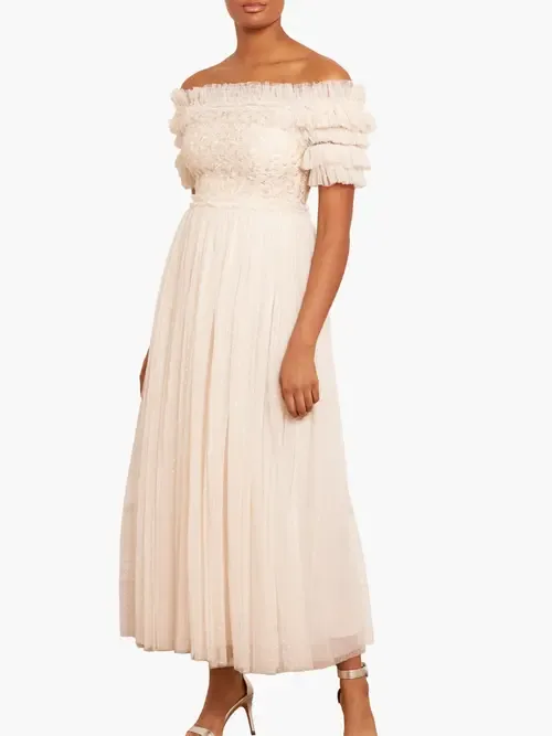 Midsummer Lace Off Shoulder Ankle Gown by Needle & Thread