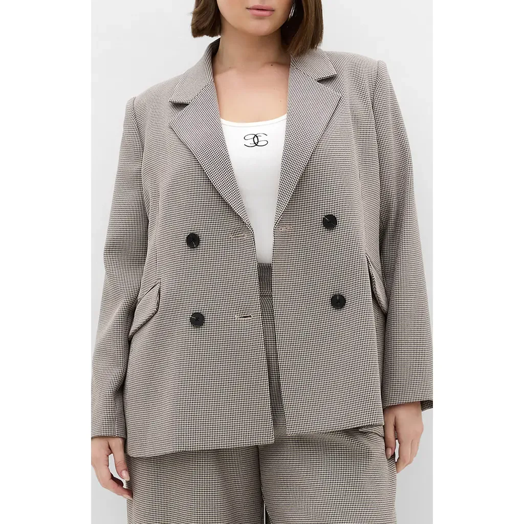 Hailey Checked Double Breasted Jacket by City Chic