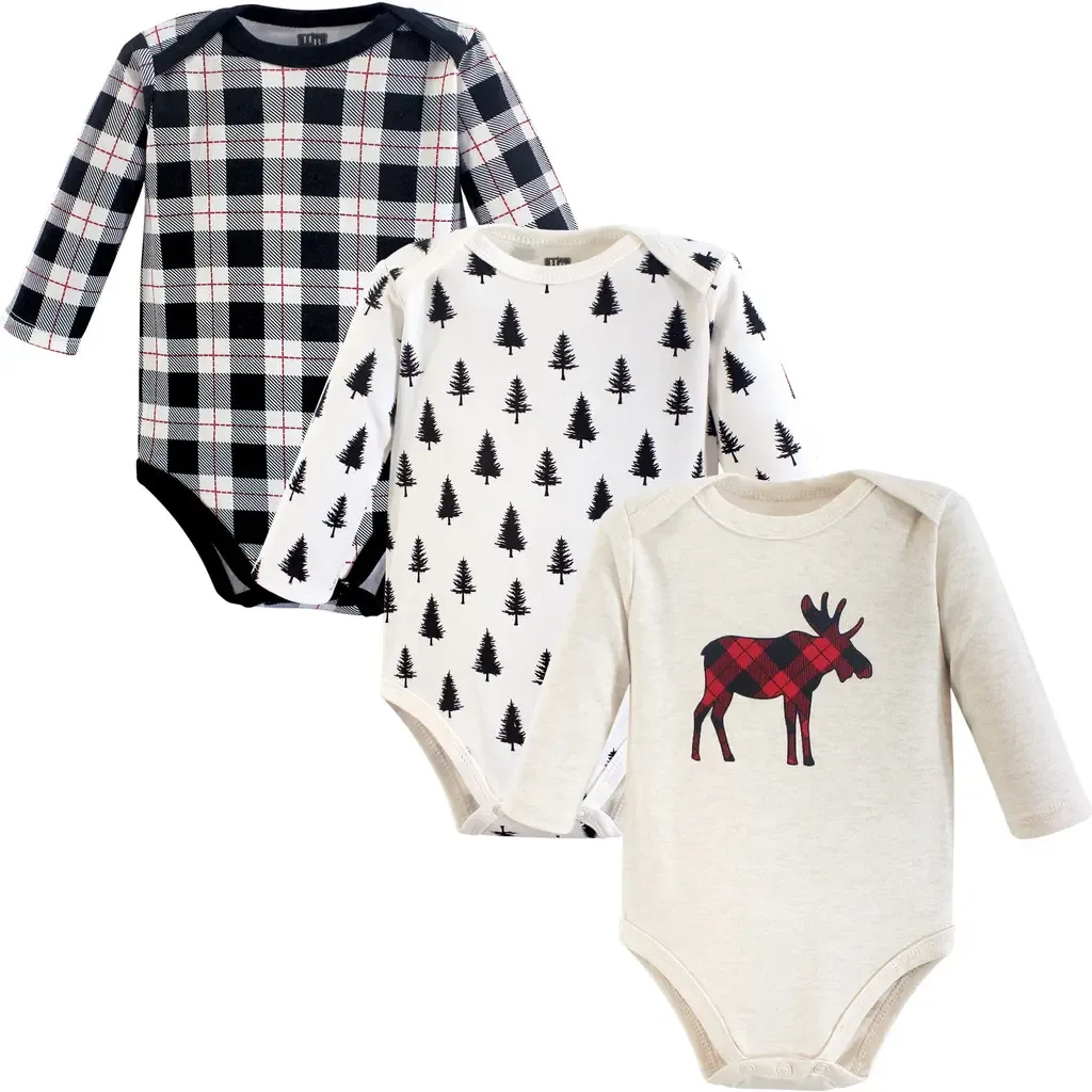 Cotton Long-Sleeve Bodysuits 3-Pack by Hudson Baby