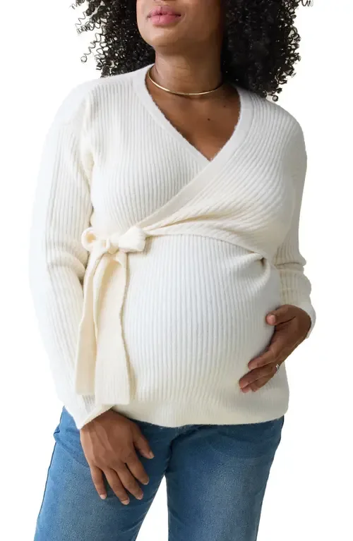 Rib Maternity/Nursing Wrap Sweater