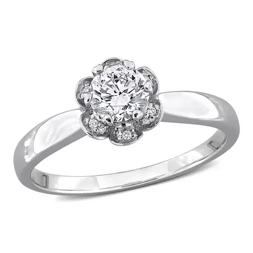 1/2 Ctw Lab-Grown Diamond Flower Ring 18k in White Gold by Julianna B.