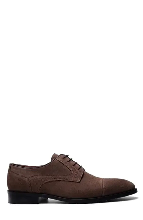 Havens Cap-Toe Derby in Saloon Brown Suede by CARLOS SANTANA