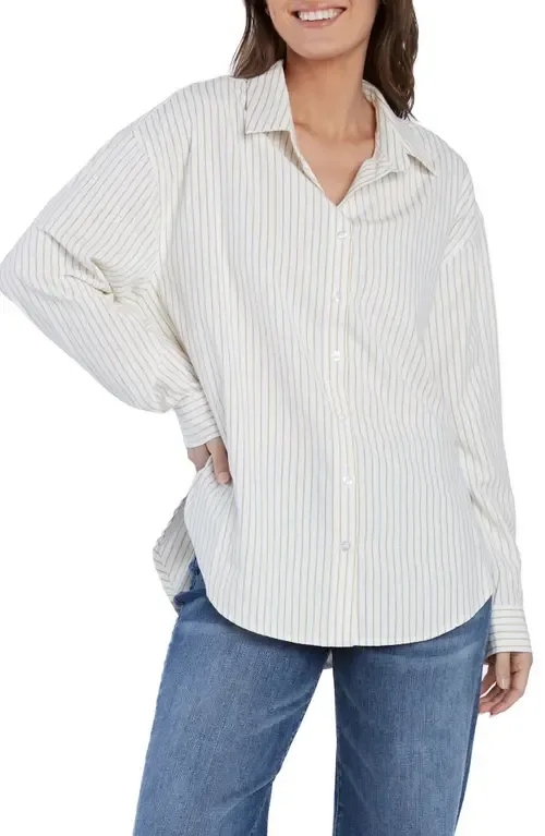 Slick Stripe Cotton Blend Button-Up Shirt by Wash Lab Denim