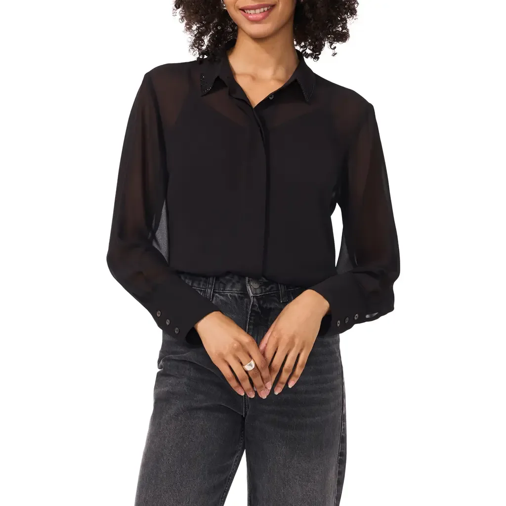 Bead Detail Button-Up Shirt by Vince Camuto