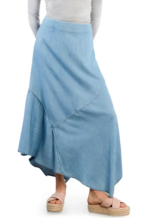 The Jitterbug Panel Denim Maxi Skirt by Wash Lab Denim