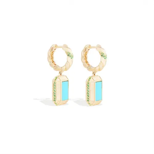 Spark Emerald Cut Drop Huggie by Campbell + Charlotte