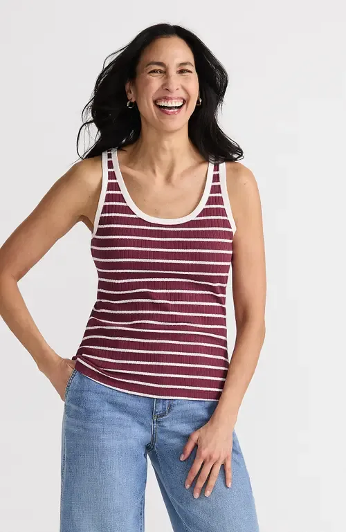 Pointelle Rib UNeck Tank by Lands' End