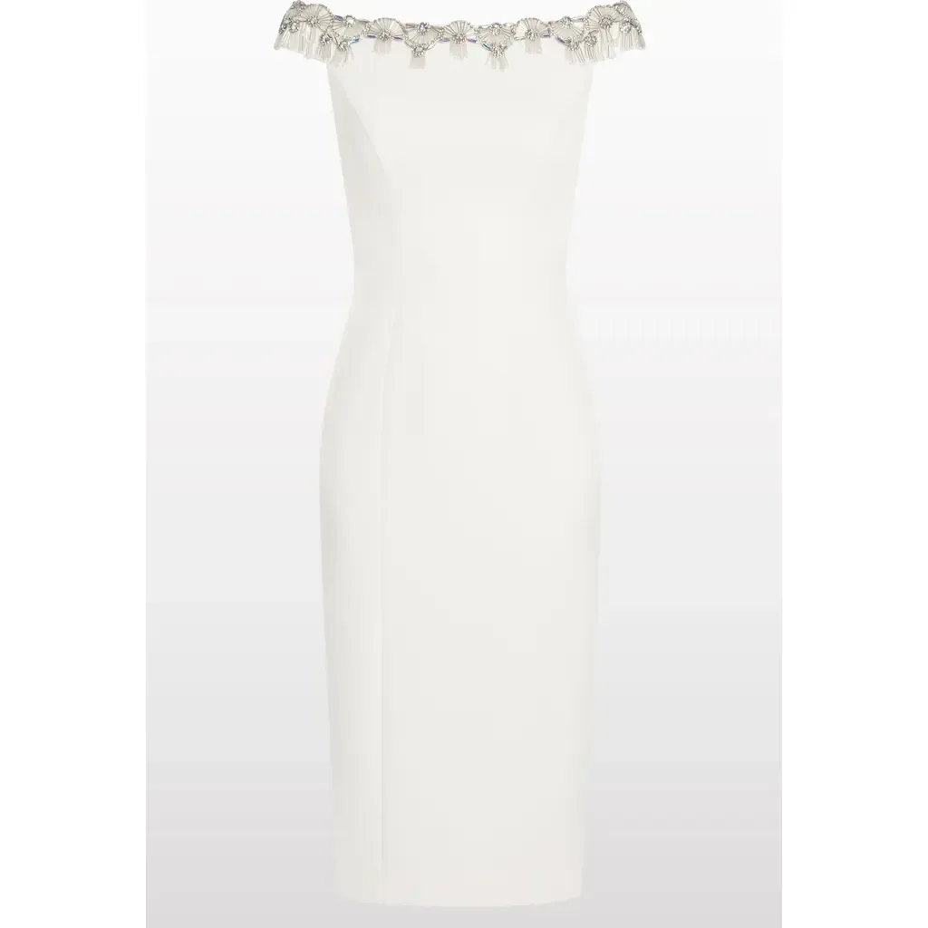 Valorie Beaded Off-Shoulder Midi Dress by Jenny Packham