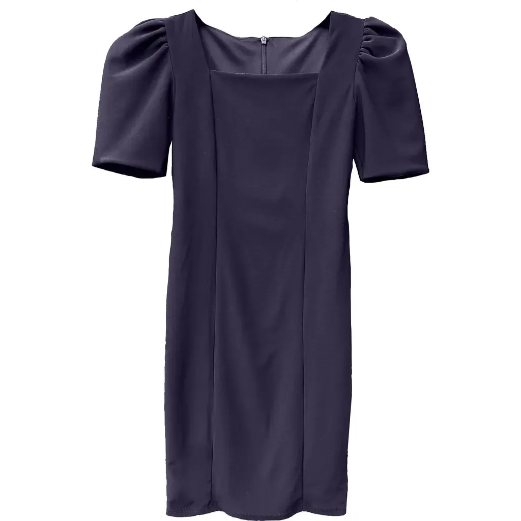 Fitted Puff Sleeve Dress in Longer Length by Un Deux Trois