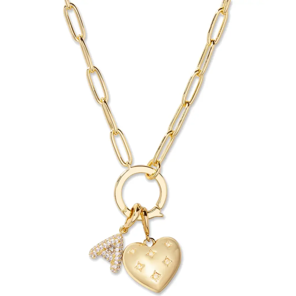 Lillian Initial Heart Charm Necklace by Brook and York