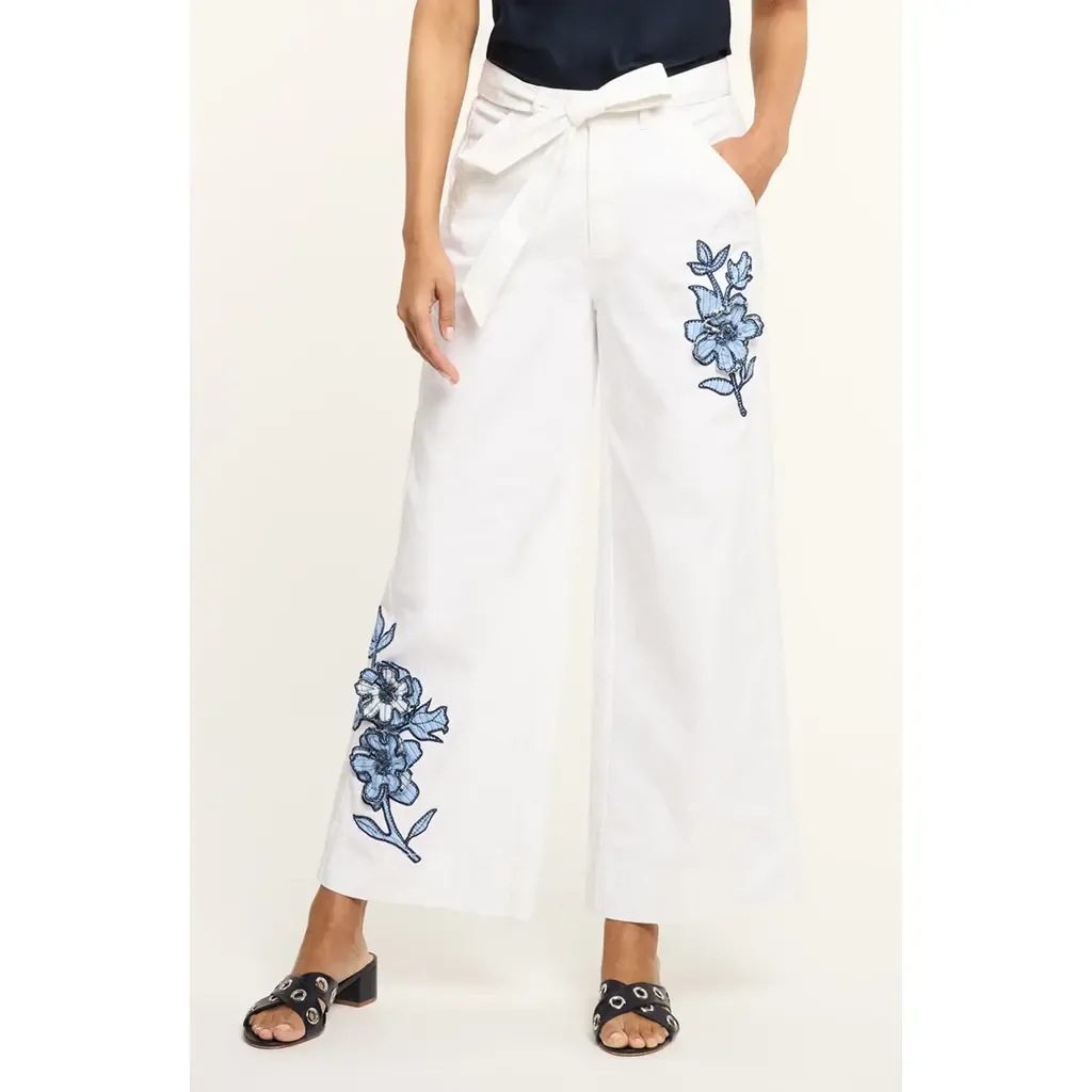 Mylah Floral Appliqué Wide Leg Pants by Cinq à Sept