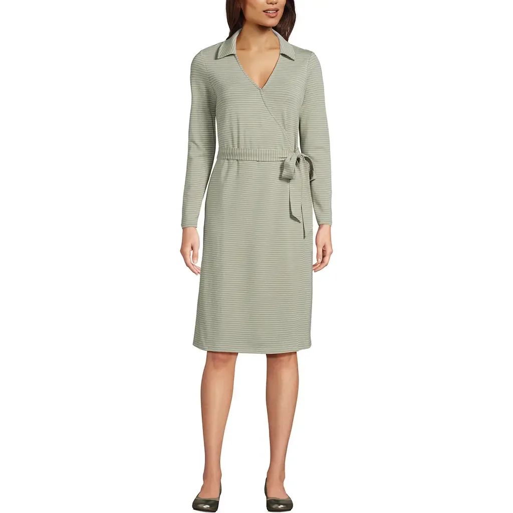 Cotton Modal Collared Wrap Dress