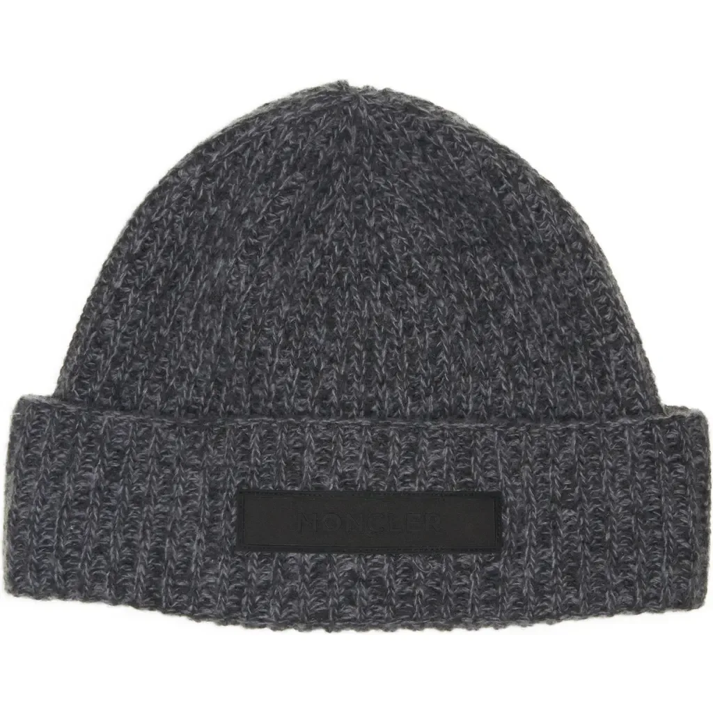 Logo Patch Virgin Wool & Cashmere Beanie by Moncler