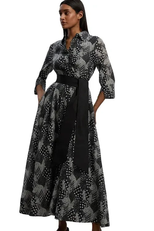 Long Sleeve Sash Waist Shirt Dress by Karen Millen
