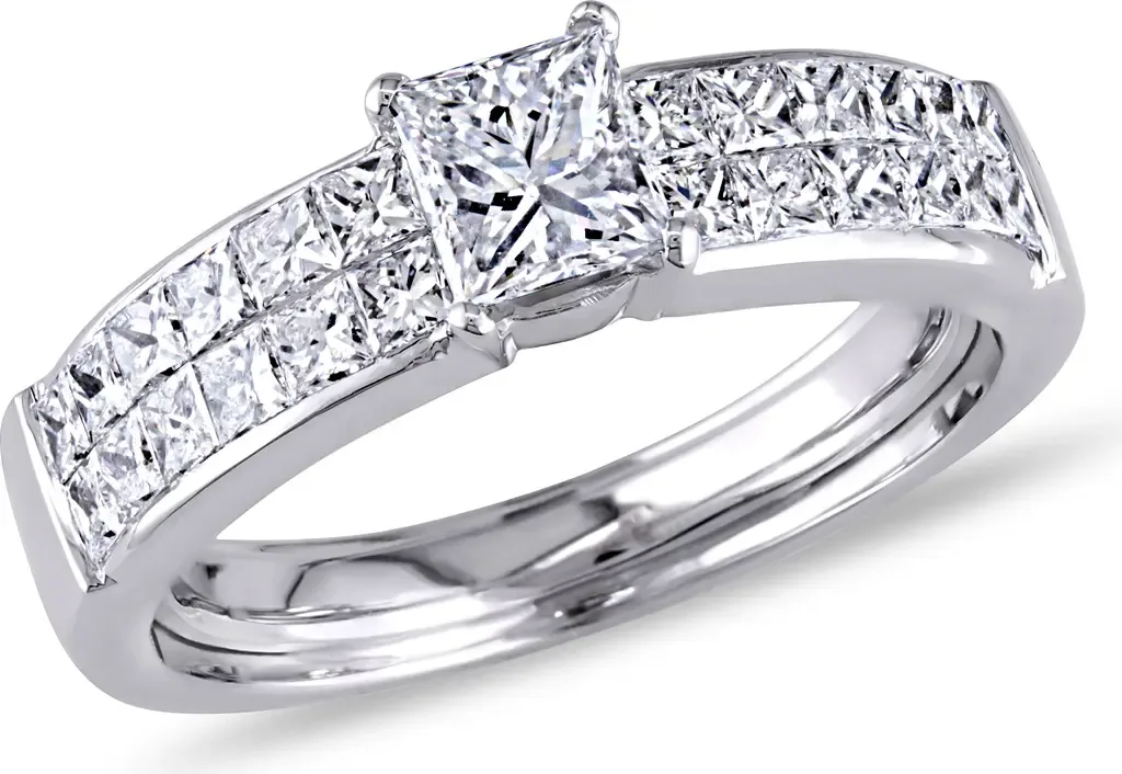 Diamond Channel Set Engagement Ring 18k by Julianna B.