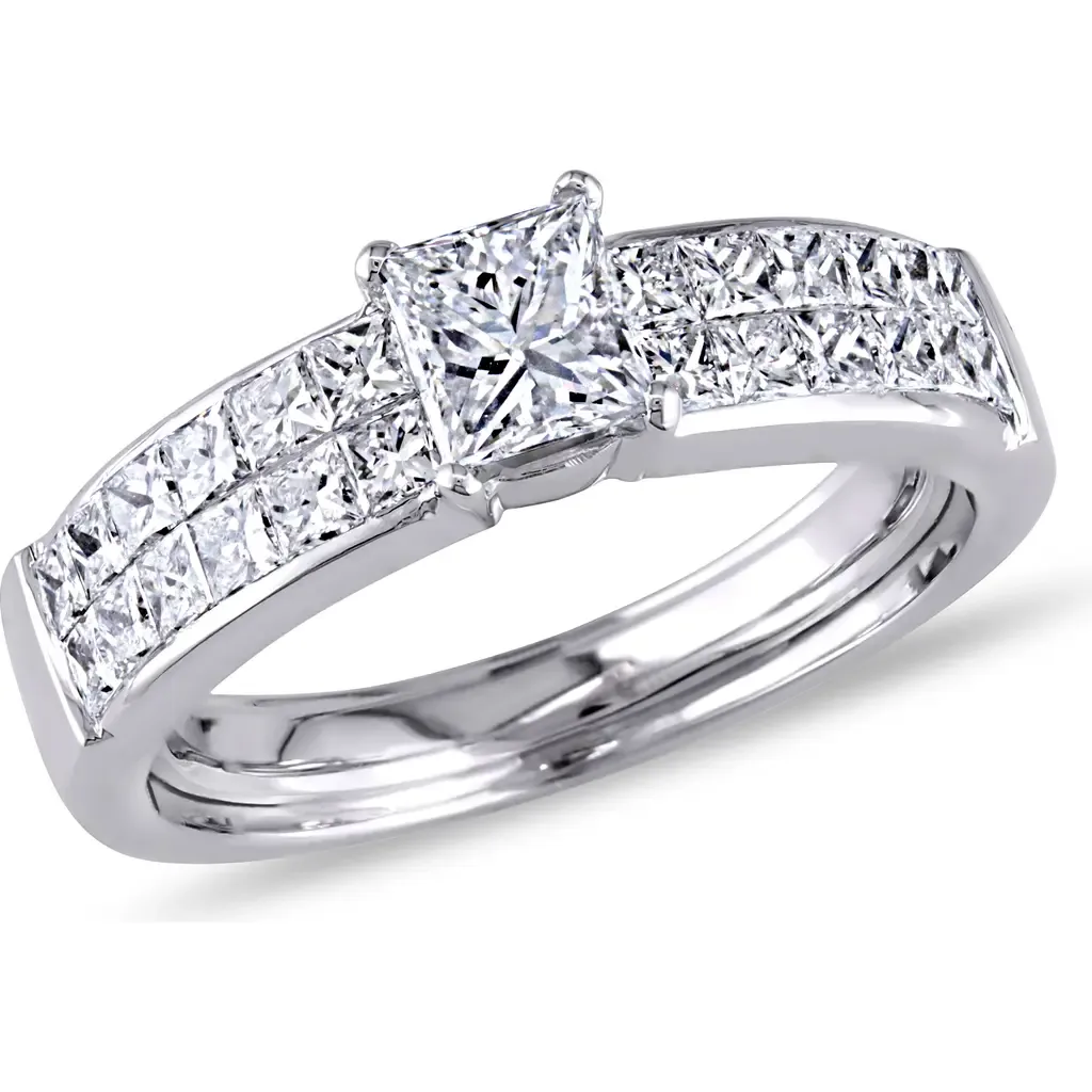 Diamond Channel Set Engagement Ring 18k by Julianna B.