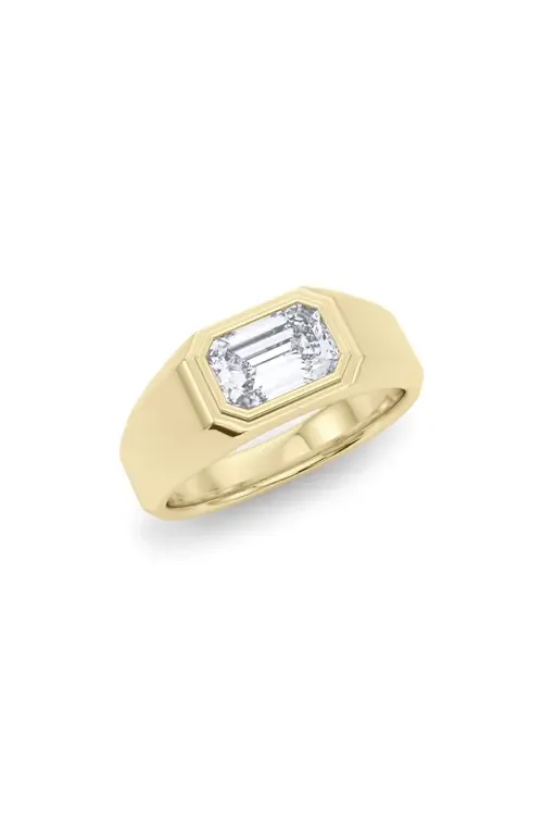 Emerald-Cut Lab Grown Diamond Signet Ring in 18K Yellow Gold by HauteCarat