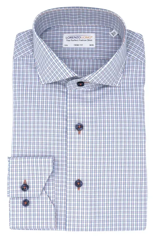 Trim Fit Check Oxford Cloth Dress Shirt by Lorenzo Uomo