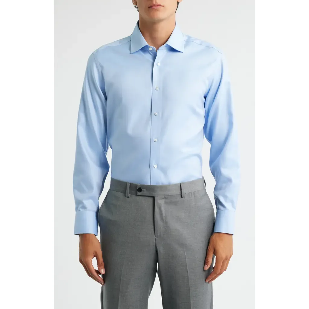 Royal Twill Slim Fit Solid Non-Iron Cotton Dress Shirt by 1863 by Eterna