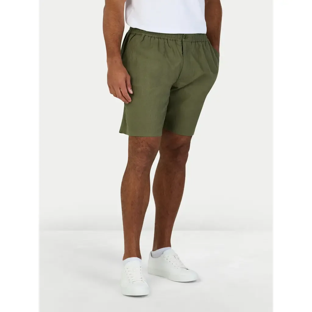 Stretch Waist Linen Blend Short