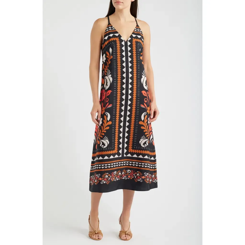 Print Tie Back Sleeveless Midi Dress by Eliza J
