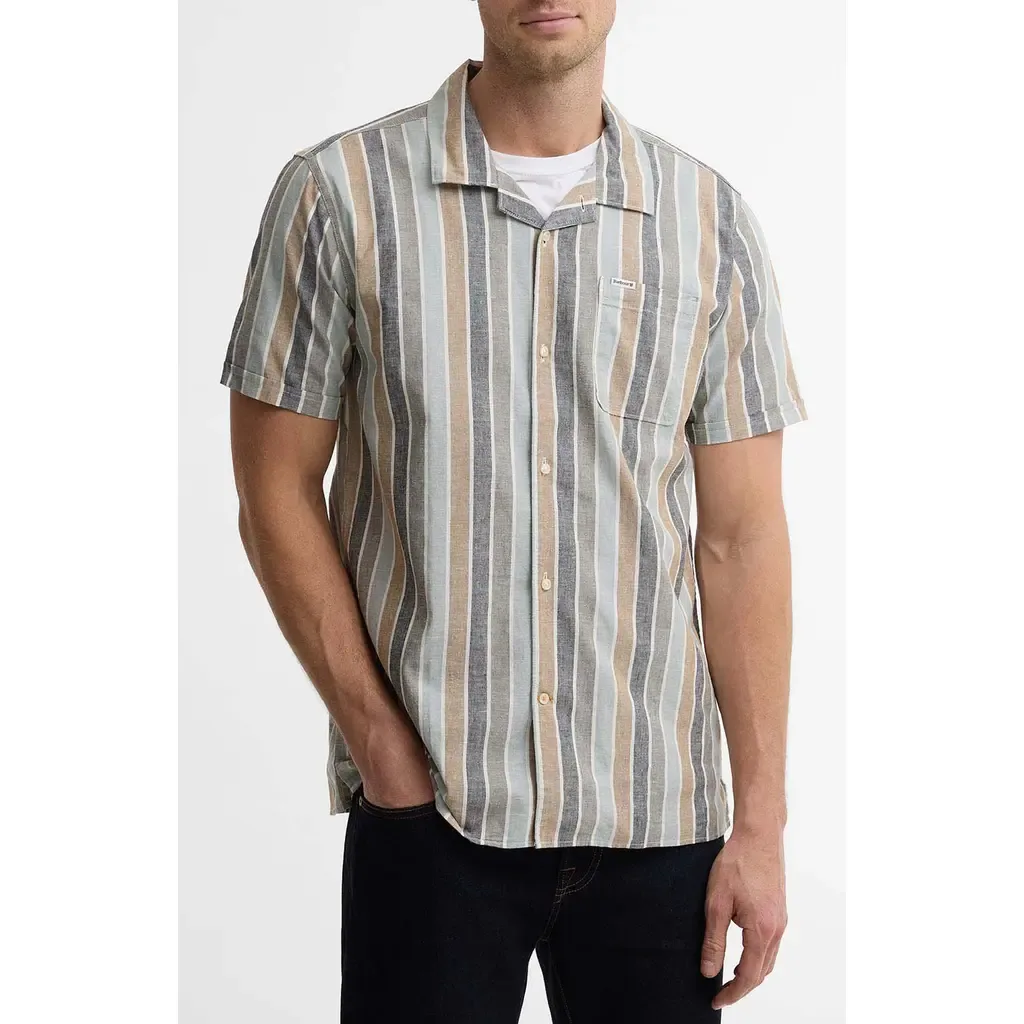 Hayton Stripe Slub Cotton & Linen Camp Shirt by Barbour
