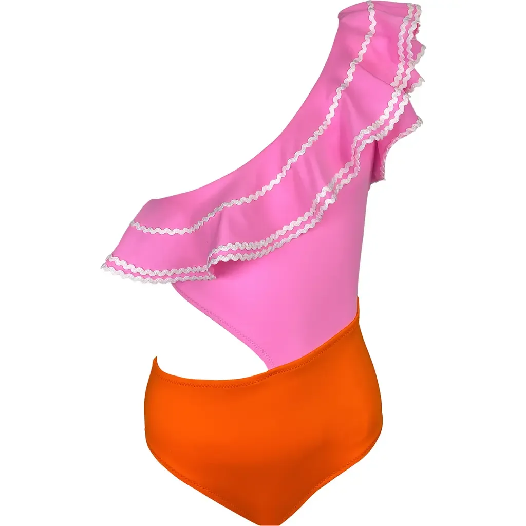 One Shoulder Cut-Out Ruffle One-Piece Swimsuit by NESSI BYRD