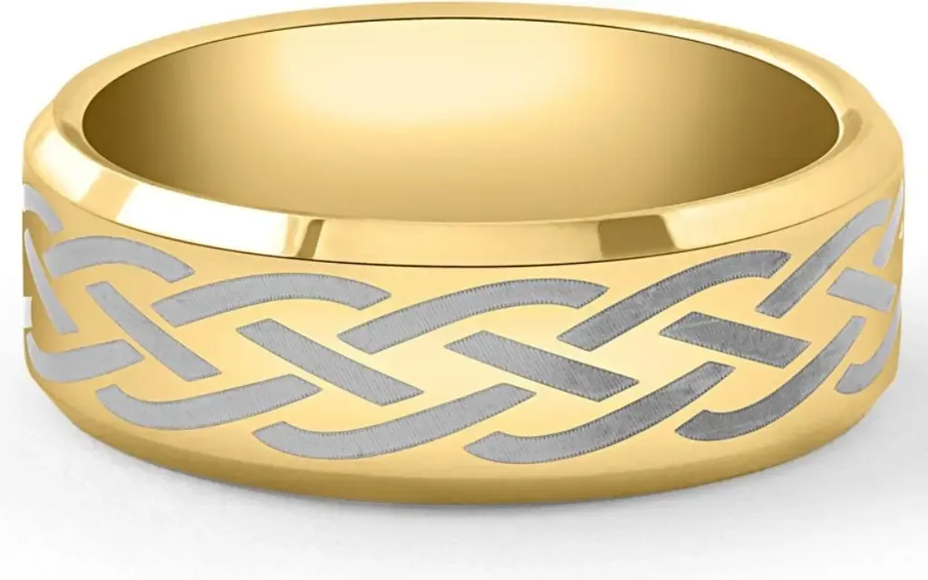 Plated Tungsten Ring Celtic Laser 8mm Wedding Band by Bliss Diamond