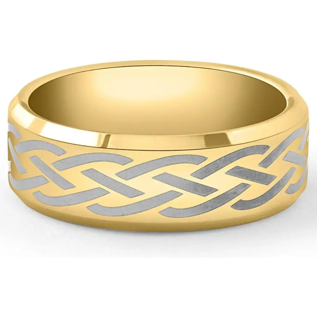 Plated Tungsten Ring Celtic Laser 8mm Wedding Band by Bliss Diamond