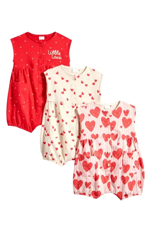 3-Pack Cotton Heart Rompers by NEXT