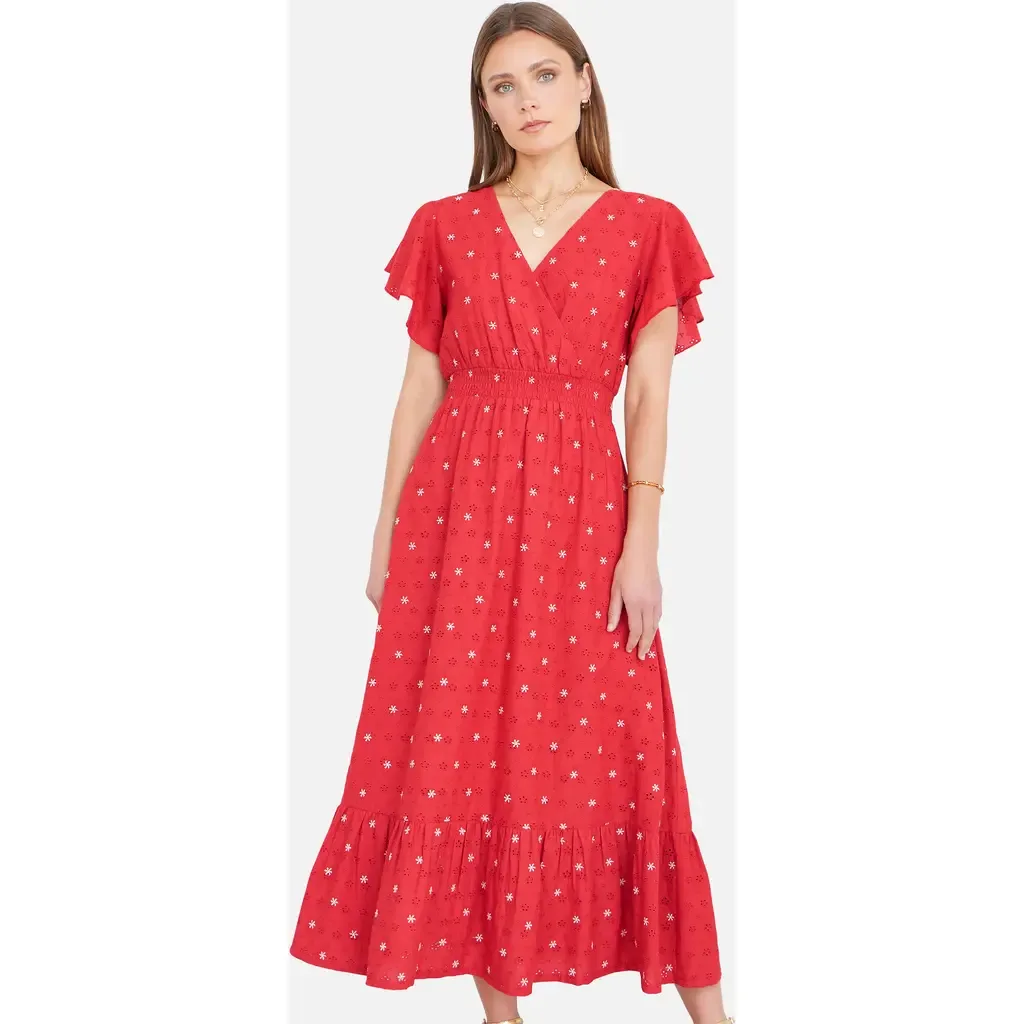 Broderie Anglaise Wrap Midi Dress by Yumi