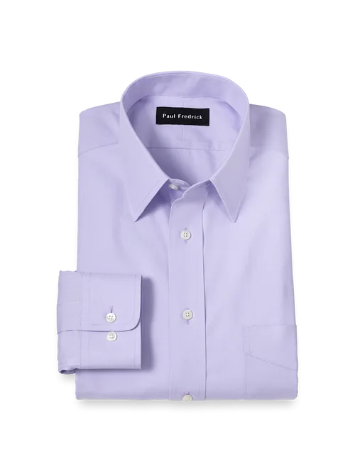 Tailored Fit Non-Iron Cotton Pinpoint Solid Point Collar Dress Shirt by Paul Fredrick