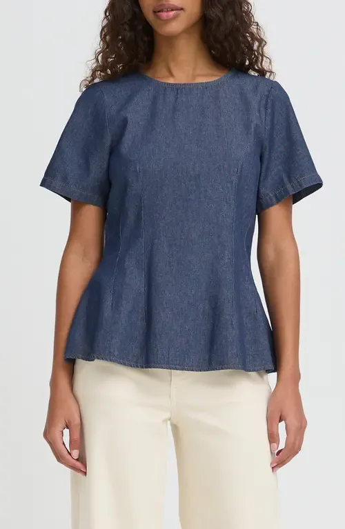 Ihtulle Denim Peplum Top by ICHI