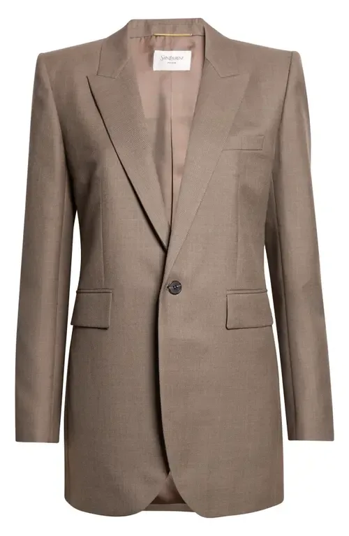 One-Button Longline Wool Twill Blazer by Saint Laurent
