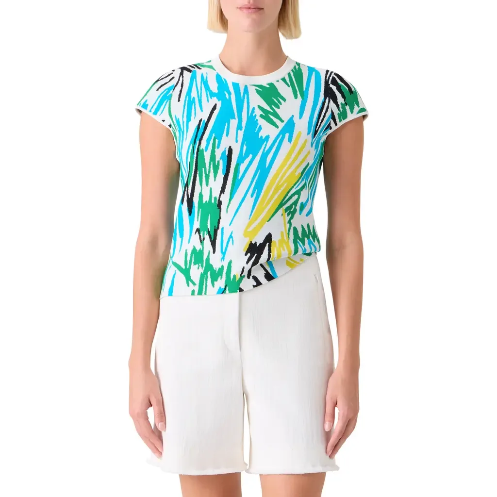 Fitted Scribble Jacquard Sweater by Akris punto
