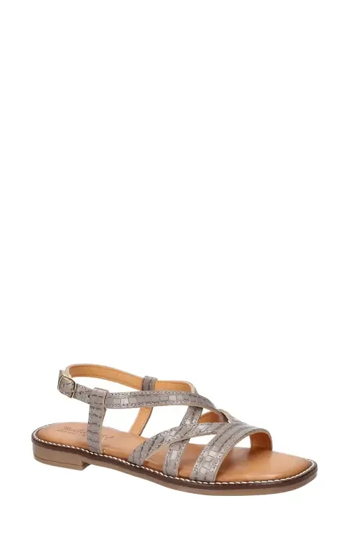 Tya Strappy Sandal in Grey Croco Italian Leather by Bella Vita