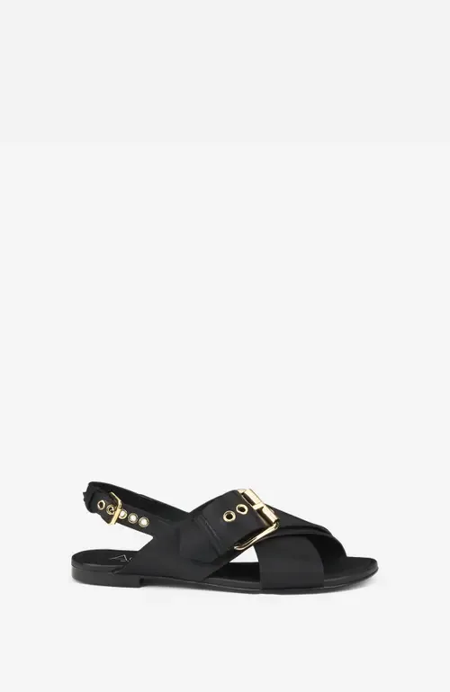 Summer Criss Cross Sandal in Black Nappa by AGL
