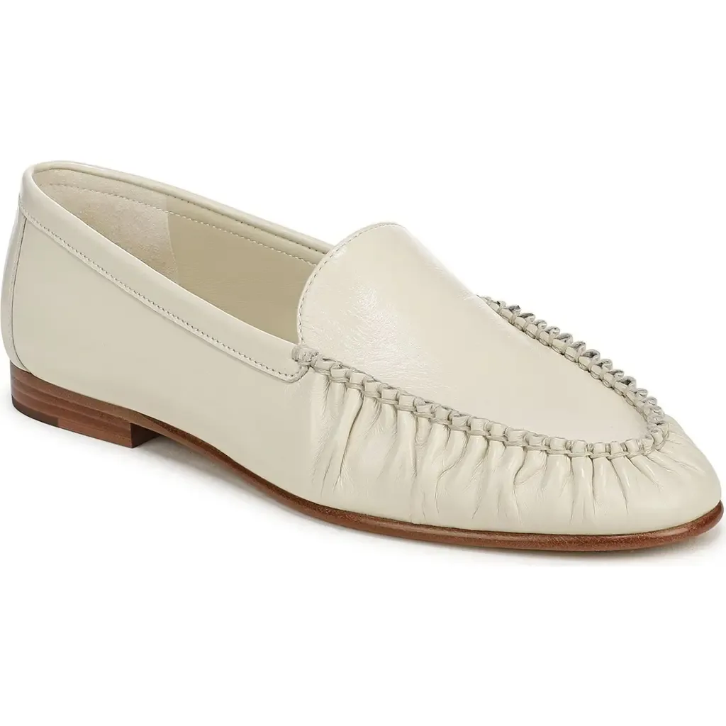 Prilla Loafer in Limestone Ivory Leather by Veronica Beard