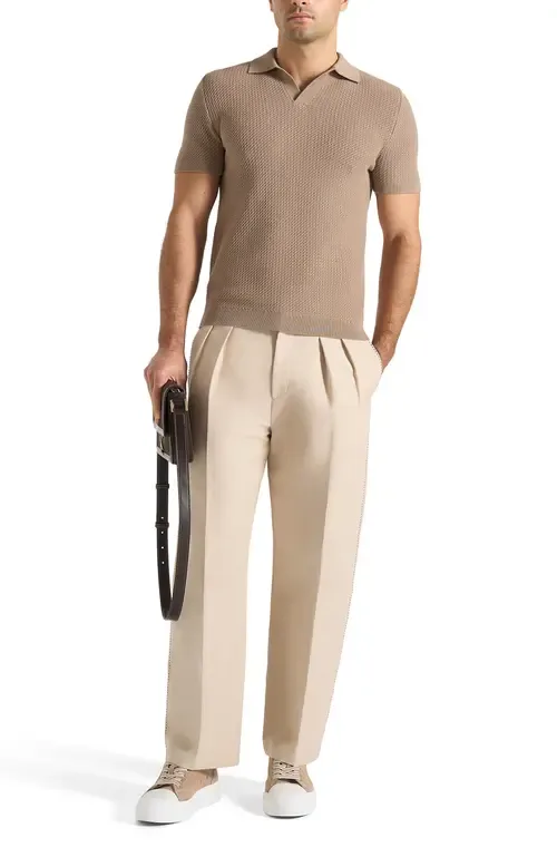Rowen Textured Knit Revere Polo Shirt by Manière De Voir